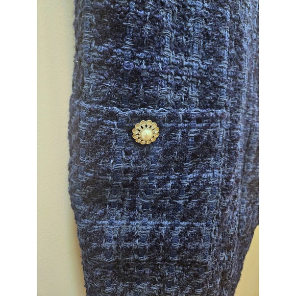 NWT Zara Cobalt Blue Textured Tweed Pinafore Mini Dress, Women's Extra Small XS - Picture 9 of 12